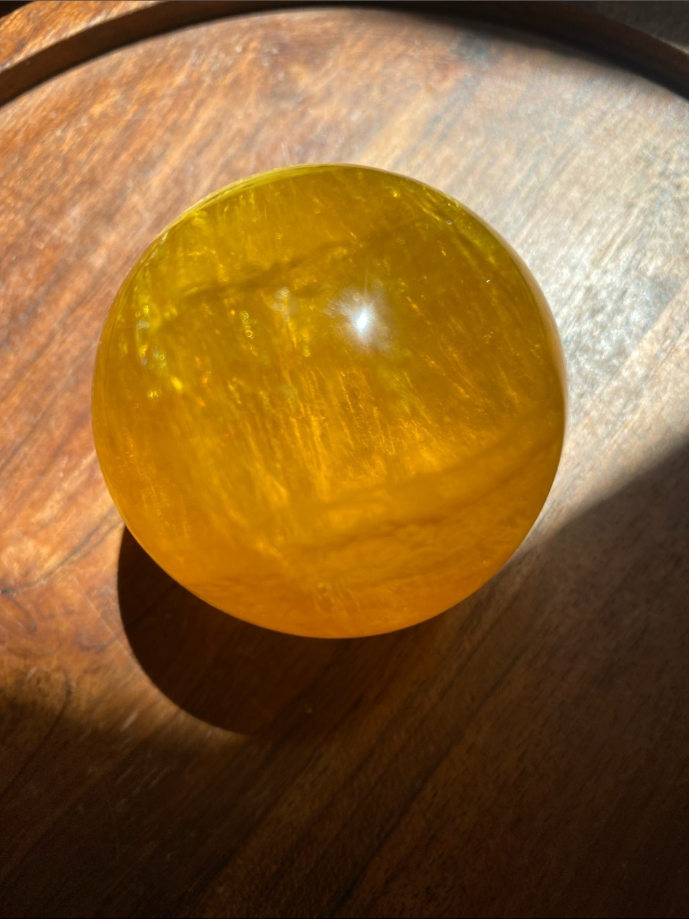 Yellow fluorite sphere